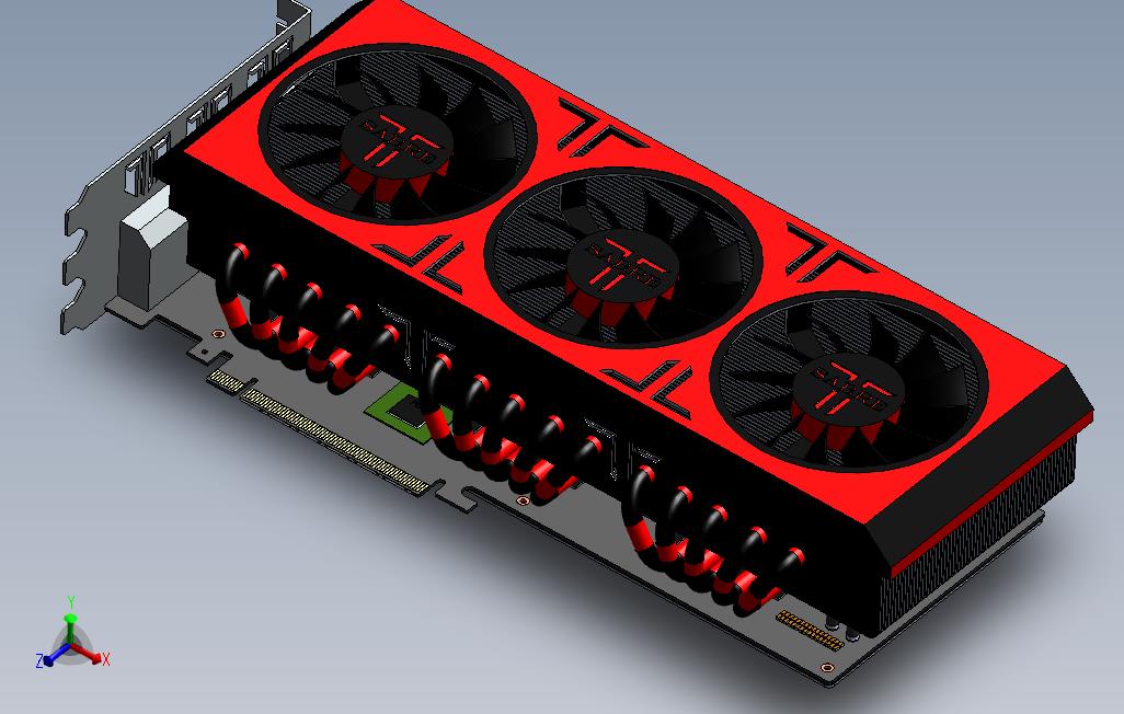 SabreImortalX3极端空气冷却器版三个GTX98gpu在单个pcb上修改热管