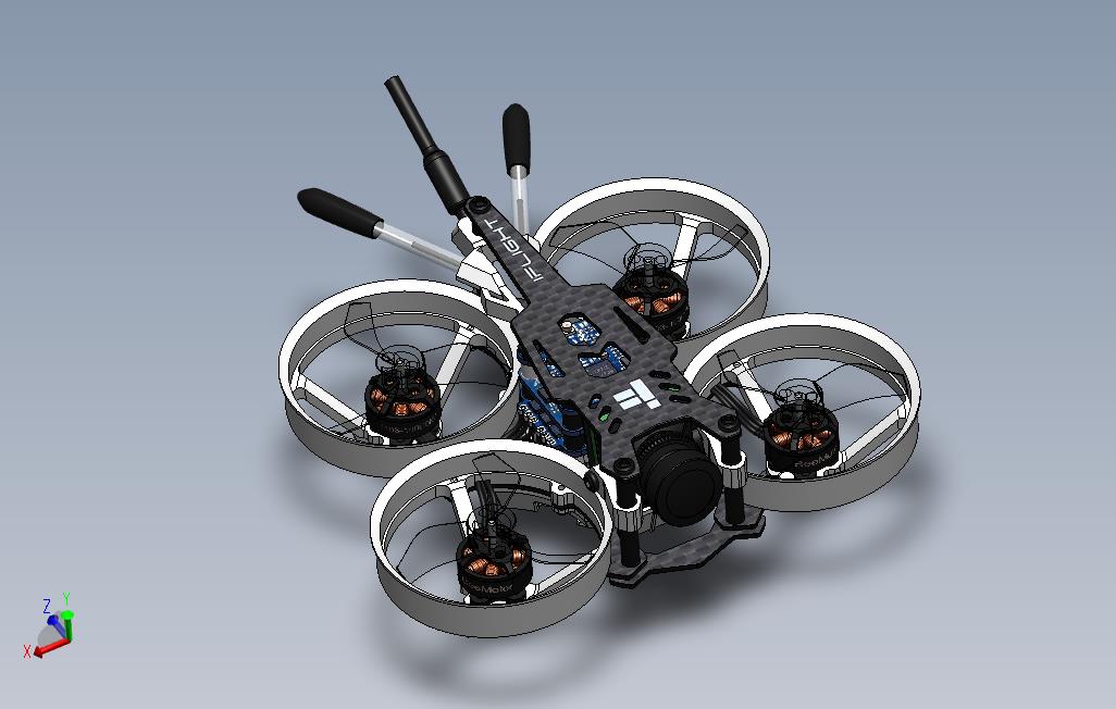 0_IFLIGHTCinebee75HD四轴飞行器无人机3D图纸Solidworks设计