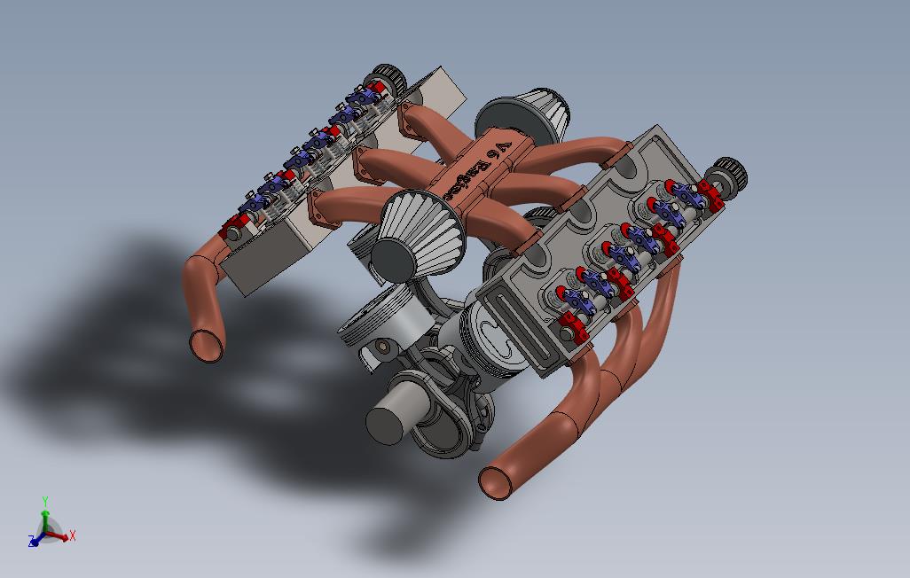 0_oldV6发动机简易结构模型3D图纸Solidworks设计