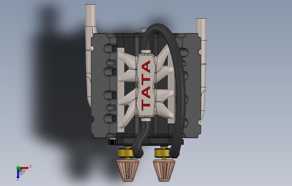 0_TataV8发动机模型3D图纸Solidworks设计 俯视图