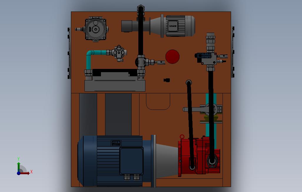 0_800吨液压泵站3D模型图纸Solidworks设计 正面视图