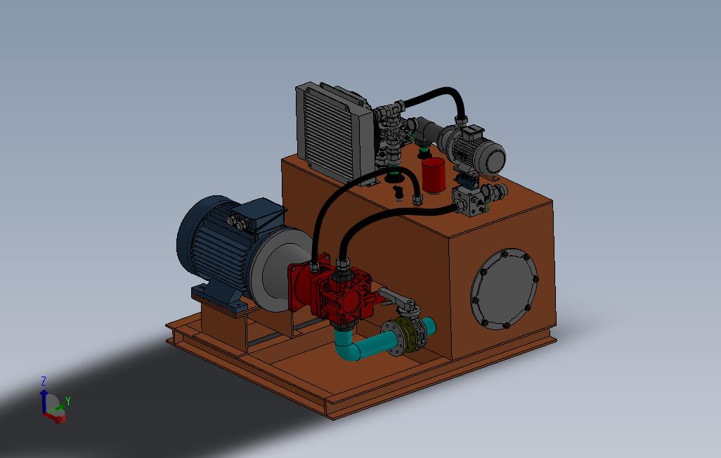 0_800吨液压泵站3D模型图纸Solidworks设计