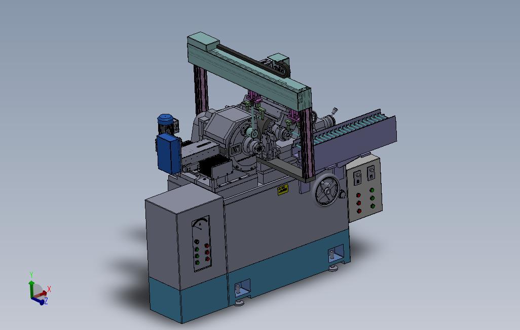 0_无心磨床龙门式全自动送料机3D模型Solidworks设计附x_t格式