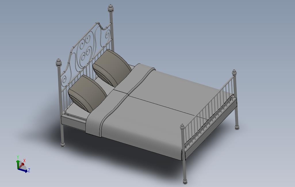 solidworks设计的双人床