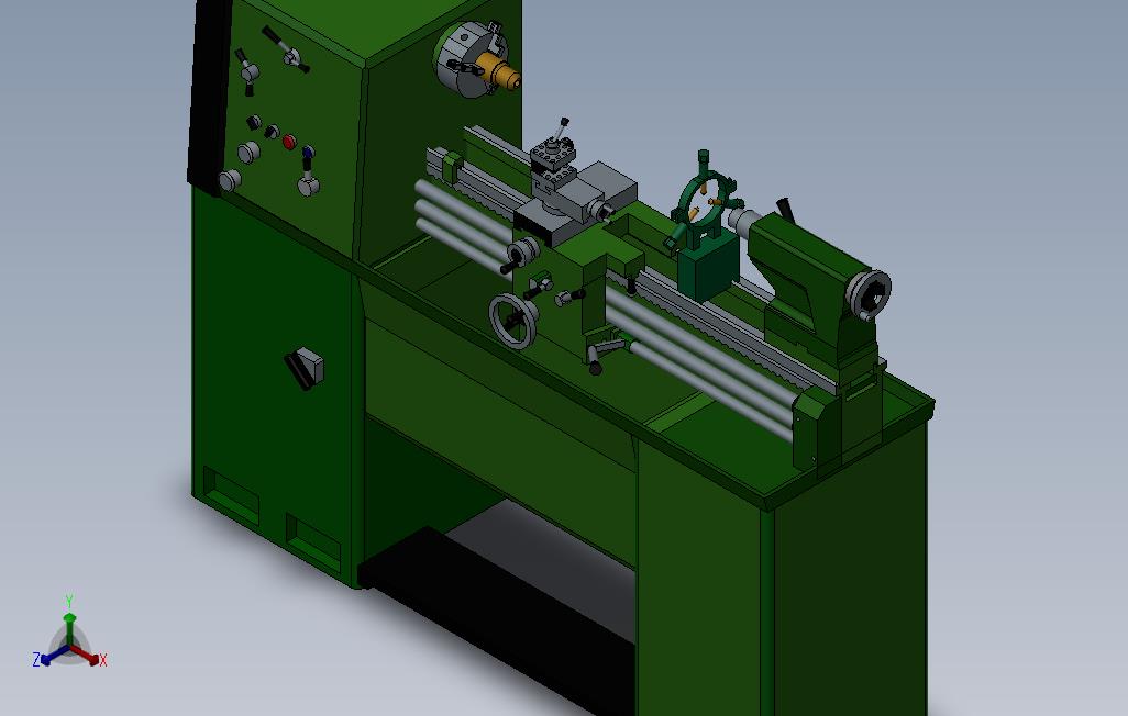 车削车床_SOLIDWORKS 2003_模型图纸免费下载 – 懒石网