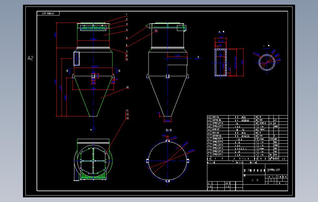 CFM51系列旋风脉冲袋式除尘器CAD图纸