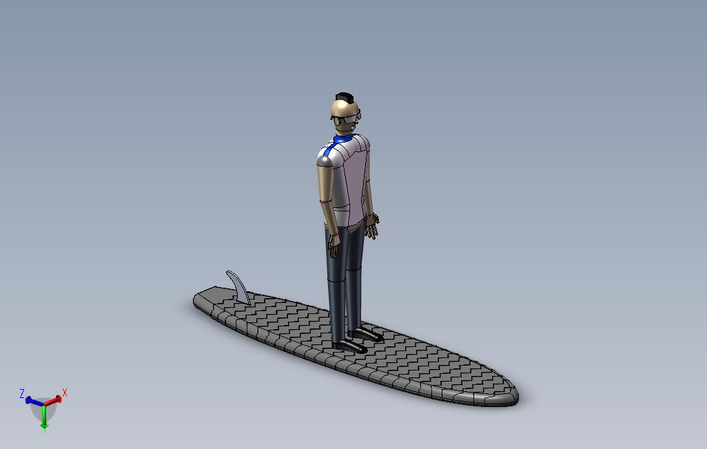 冲浪滑板人设计模型图纸sw
