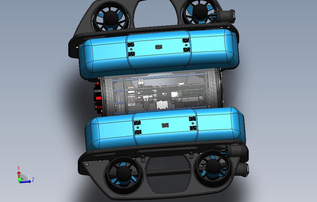 重型改装BlueROV2水下机器人3D建模图纸Solidworks设计IGSSTEP