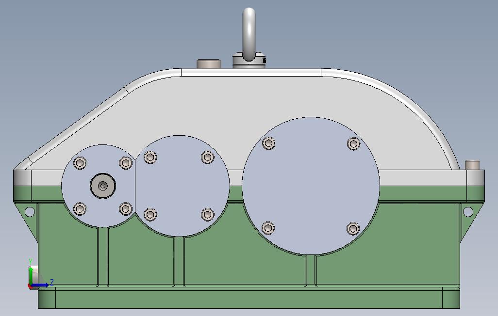 齿轮减速器课程作业题模型3D图纸Solidworks设计 左侧视图