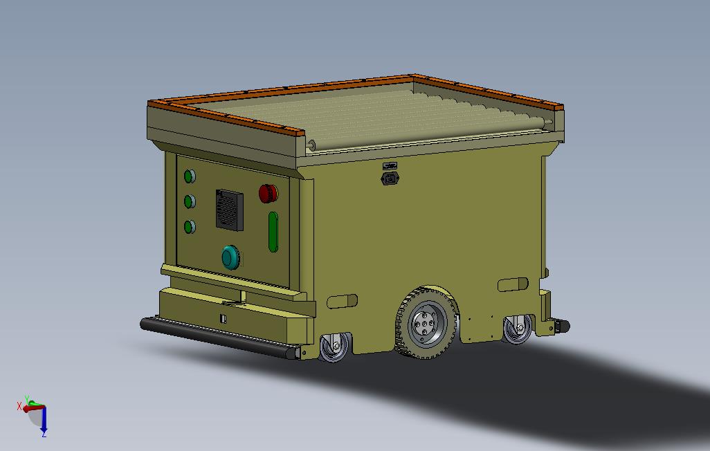 AB型非动力滚筒背负式AGV数模图纸自动导引运输车solidworks设计