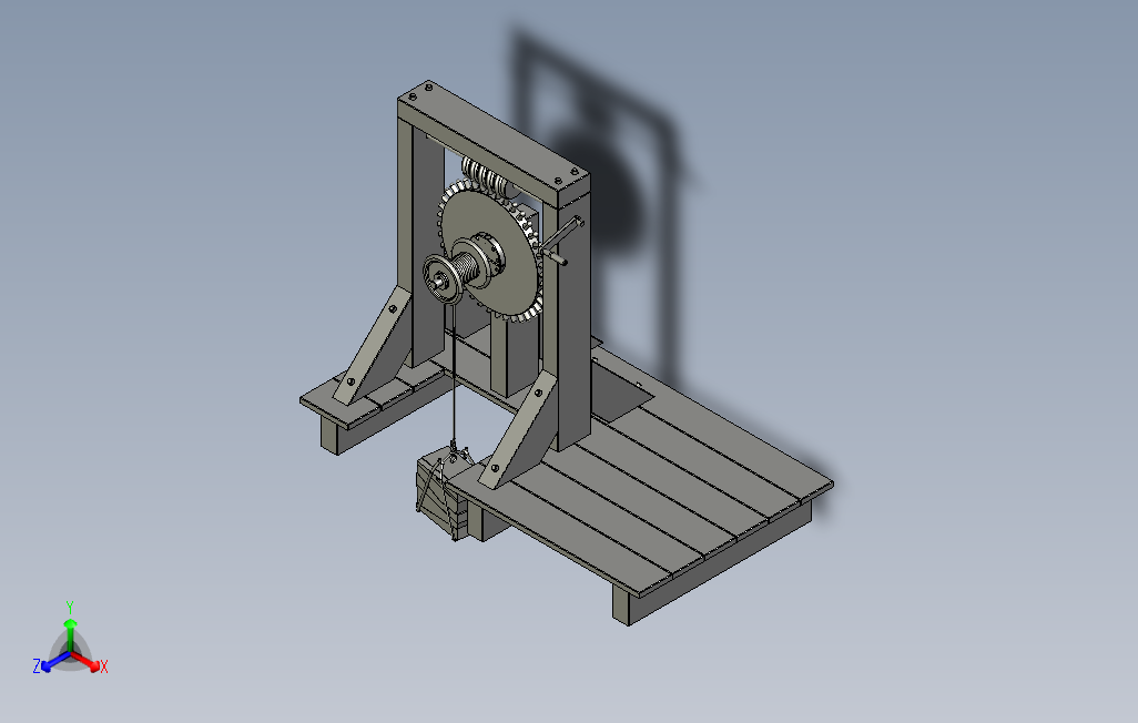 1_蜗轮原理木制起吊设备