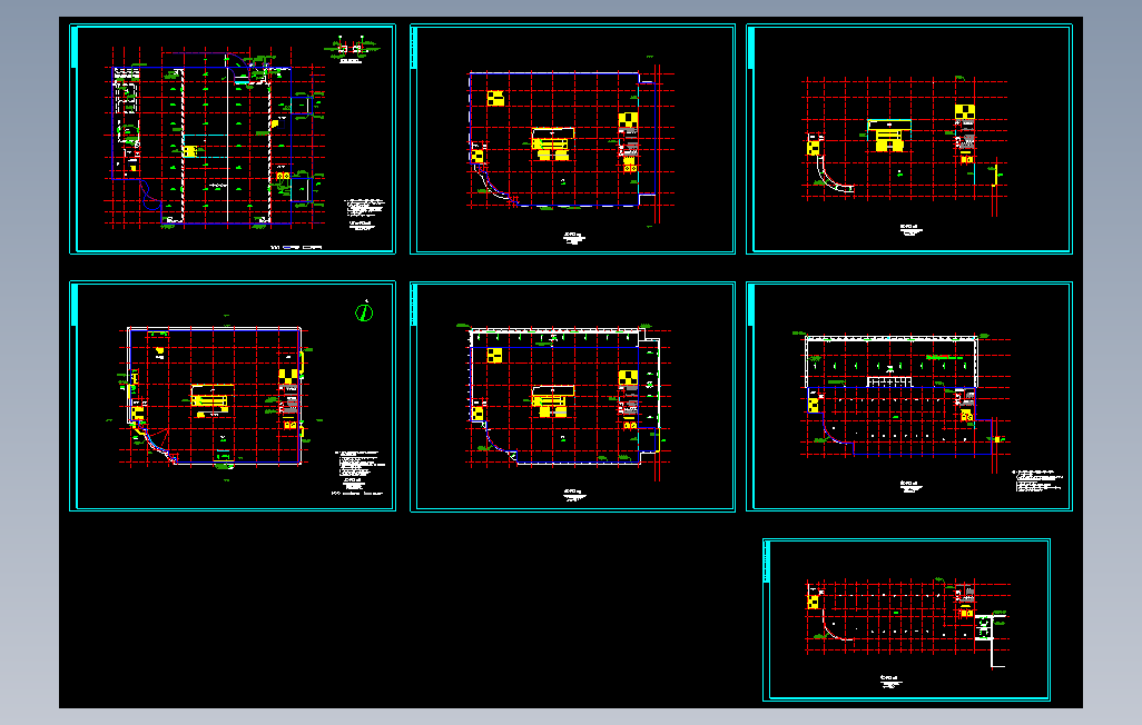 某商厦总平面及各层平面图