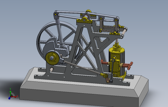 单缸平衡梁蒸汽机设计SolidWorks2021版