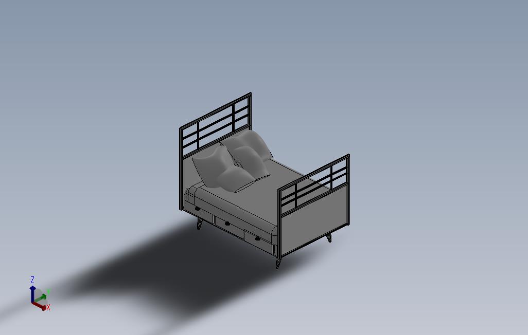 双人床（底部有储存柜）设计模型