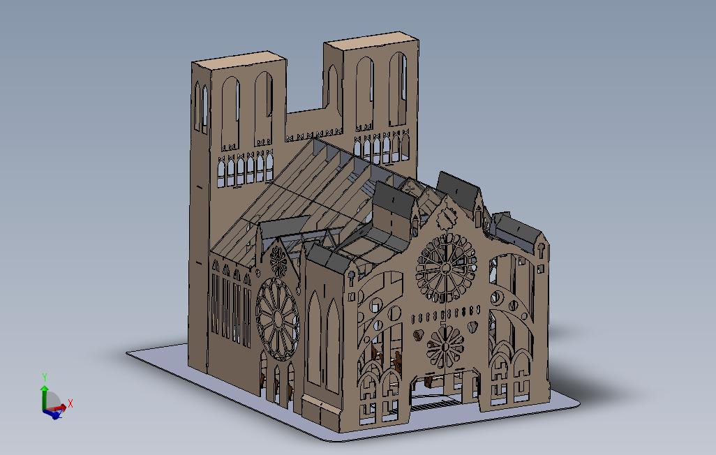 巴黎圣母院钣金拼图，3D模型，拼图，钣金，metalcraft设计