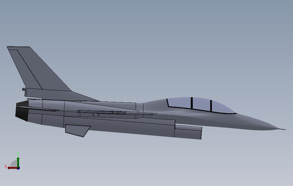 F16战斗机_fighter 背面视图