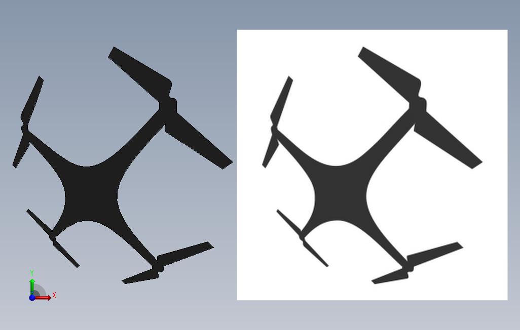 LaserCut风格化无人机Quadcopter2D剪影 正面视图