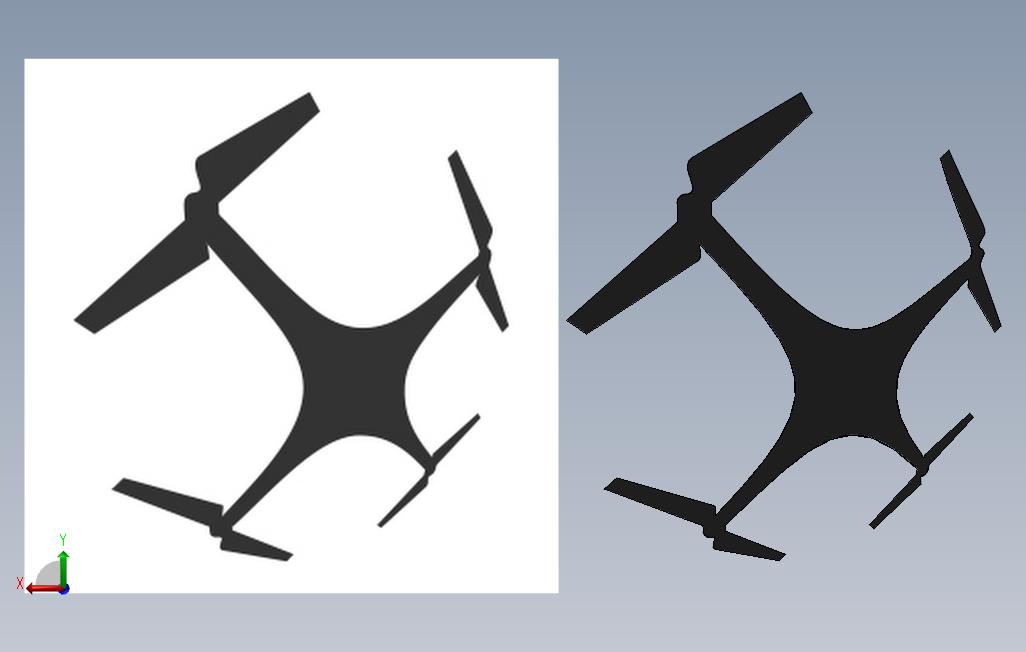 LaserCut风格化无人机Quadcopter2D剪影 背面视图