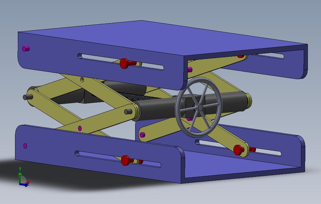 SolidWorks中的剪刀螺钉升降机制