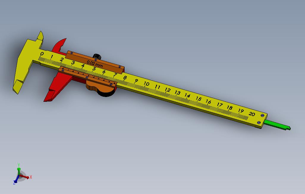 SolidWorks中的游标卡尺设计