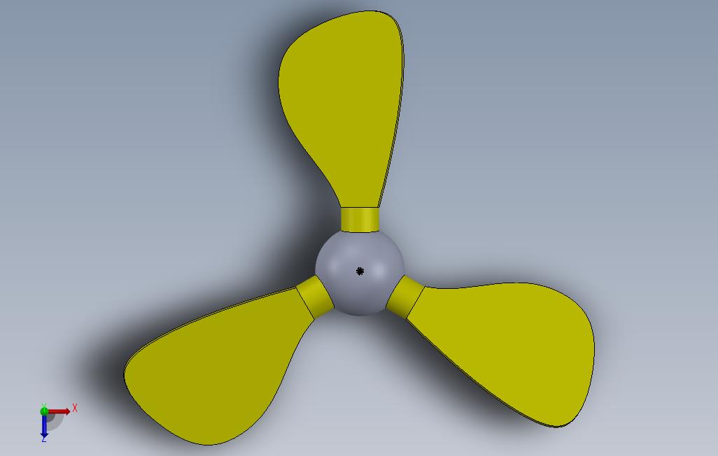 SolidWorks中的船螺旋桨调整机制 俯视图