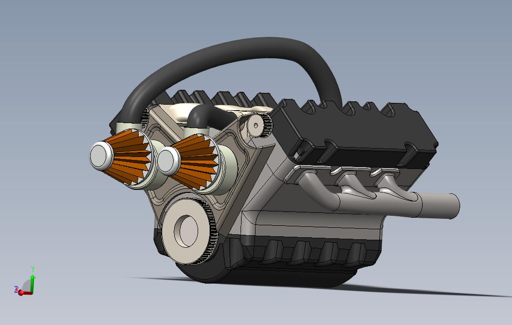 V6发动机SolidWorks中的完整模型设计