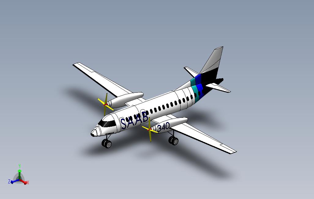 SolidWorks2020上的Saab340飞机