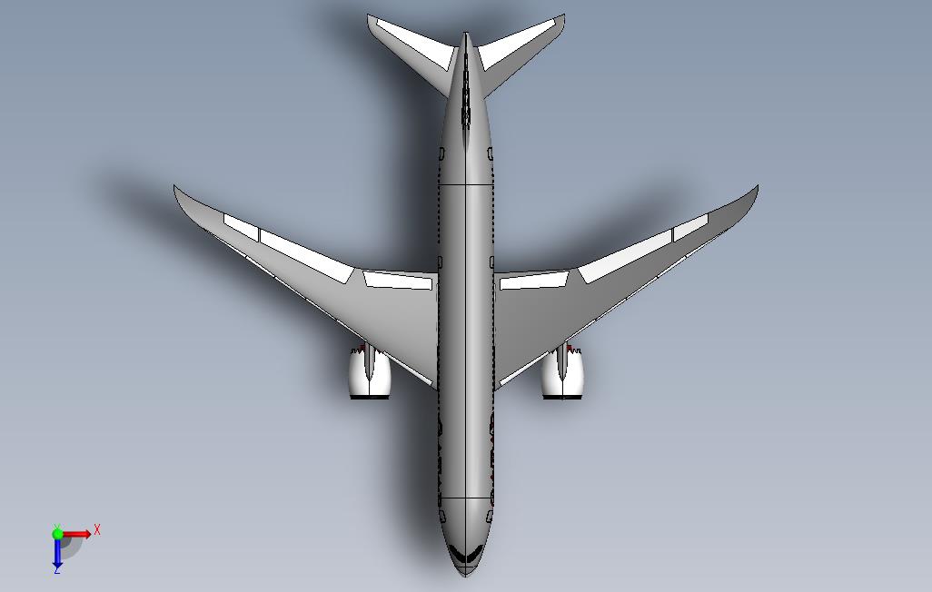 在SolidWorks上波音787Dreamliner 俯视图