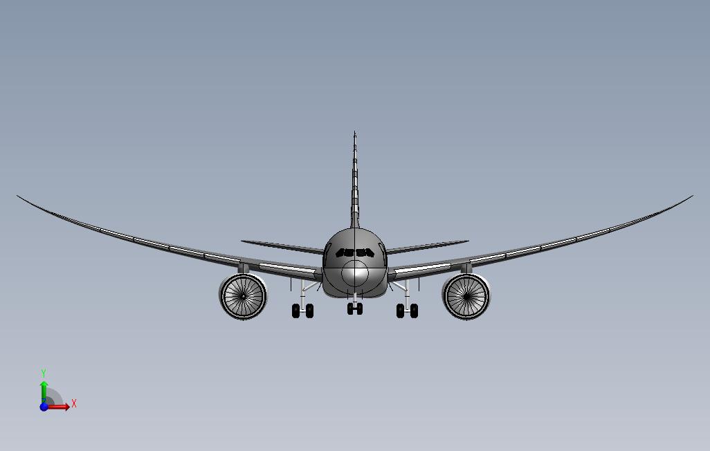 在SolidWorks上波音787Dreamliner 正面视图