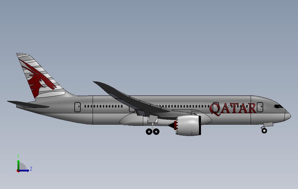 在SolidWorks上波音787Dreamliner 左侧视图