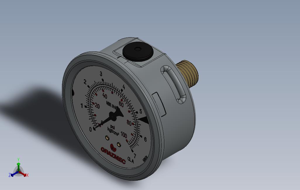 水平Bourdon压力计100psi