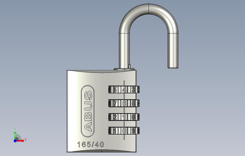 组合挂锁_padlock 正面视图