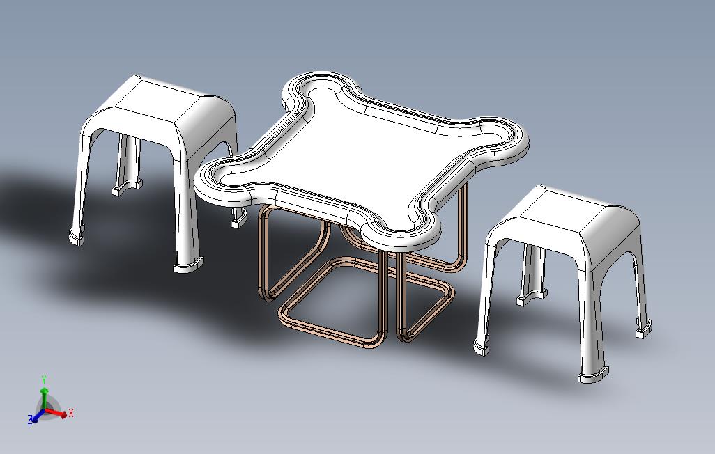 9352-3D模型凳子和咖啡桌