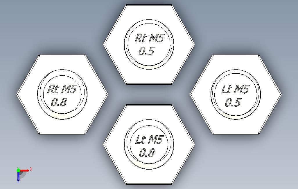 所有M5六角螺栓 俯视图