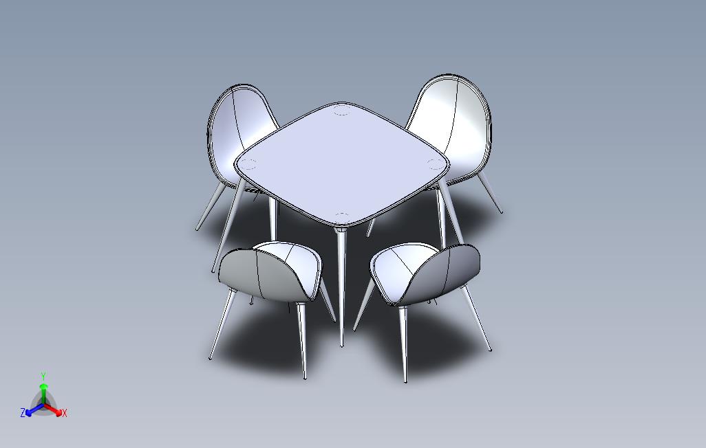概念聚碳酸酯椅子和桌子
