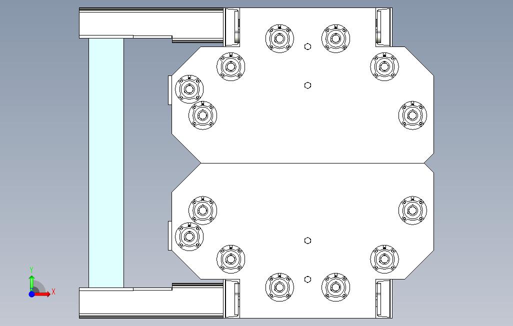 双通道薄板料变距柔性输送设计 正面视图
