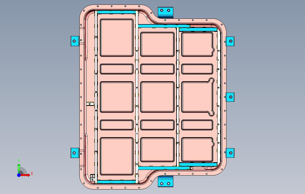 新能源汽车轻量化铝型材电池包焊缝工艺布置3D模型 正面视图