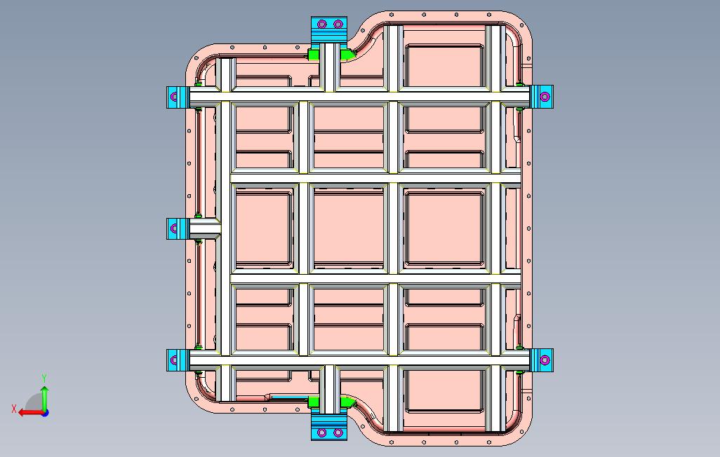 新能源汽车轻量化铝型材电池包焊缝工艺布置3D模型 背面视图
