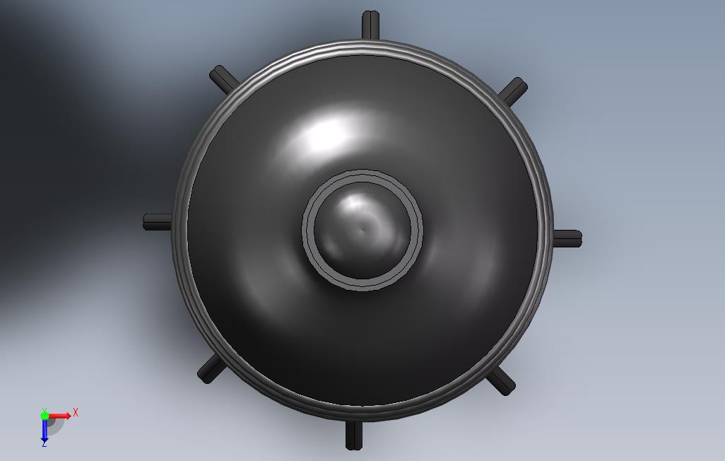 11470.某型号迫击炮弹3D模型 俯视图
