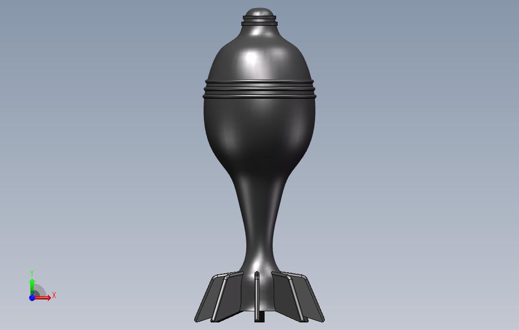11470.某型号迫击炮弹3D模型 正面视图
