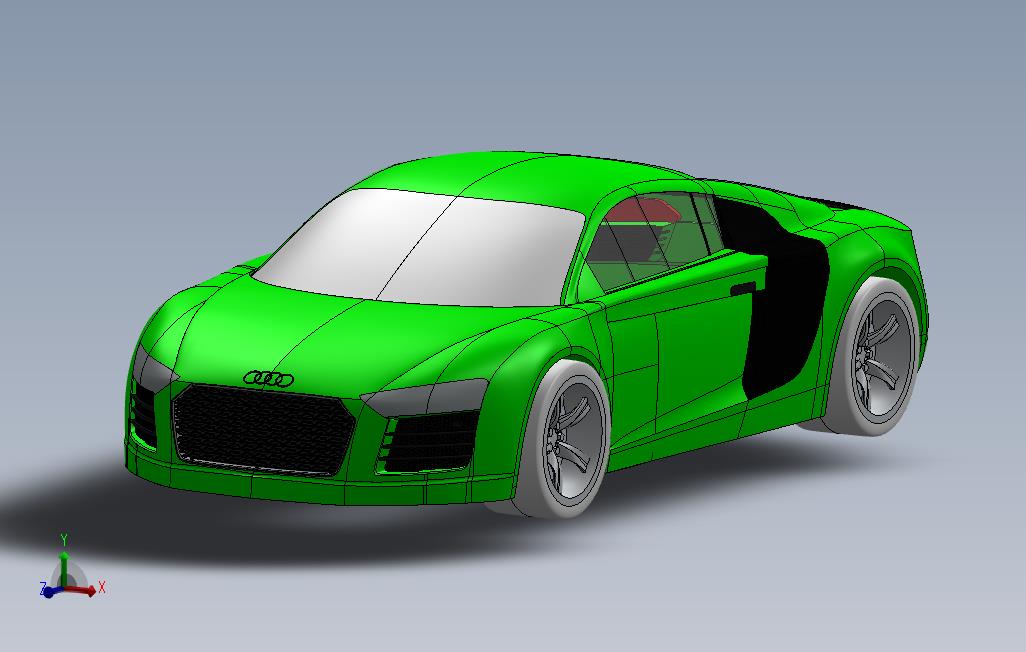 绿色的奥迪a8_SOLIDWORKS 2018_模型图纸下载 – 懒石网
