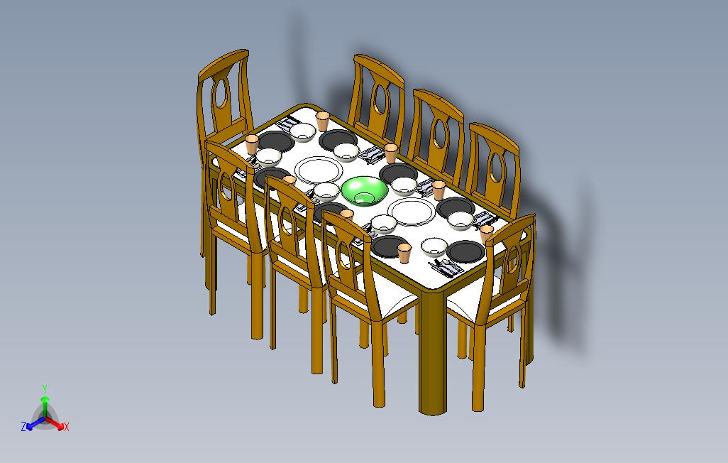 含餐具的家庭餐桌