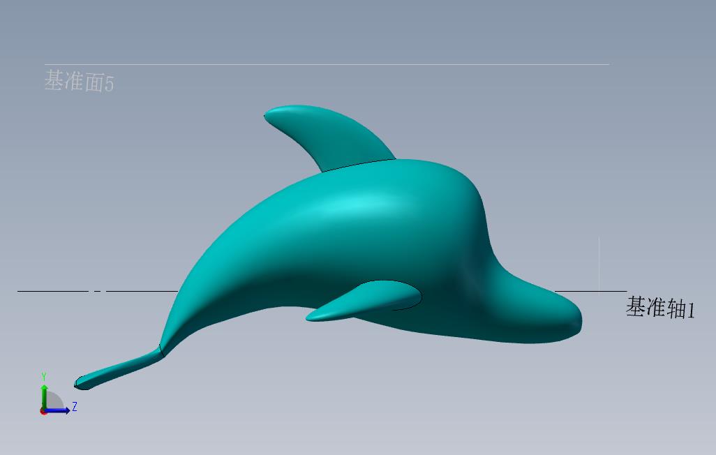 可3D打印的小海豚 左侧视图