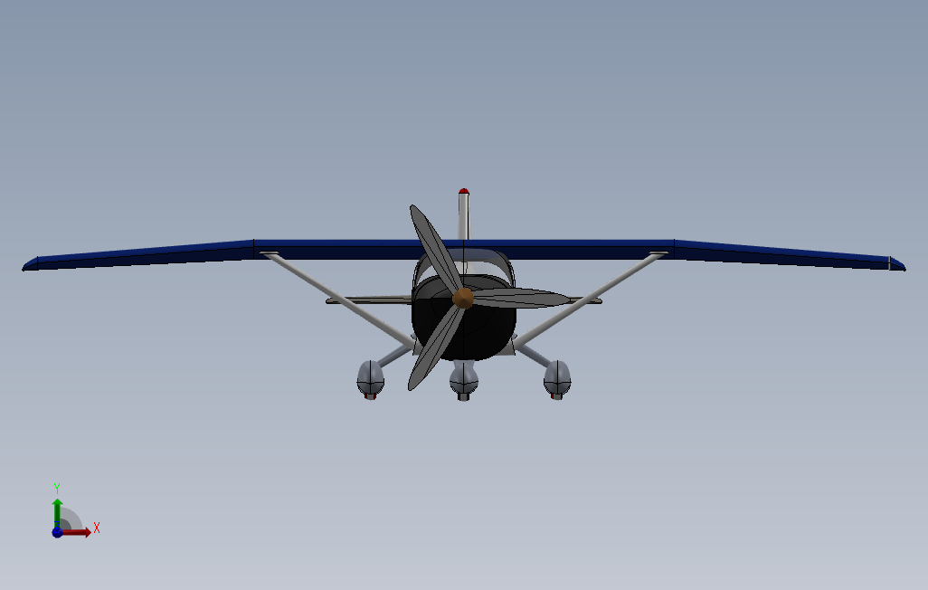 Cessna172私人飞机简易模型 正面视图