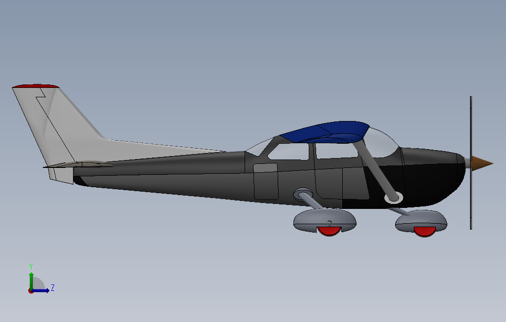 Cessna172私人飞机简易模型 左侧视图