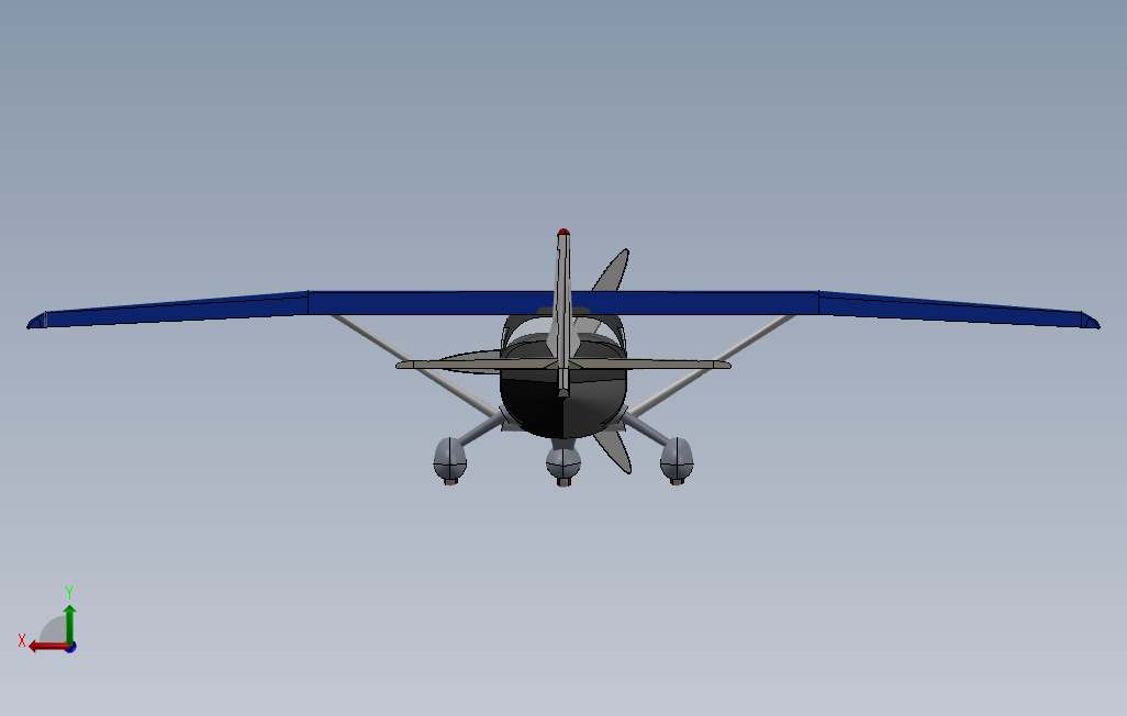 Cessna172私人飞机简易模型 背面视图