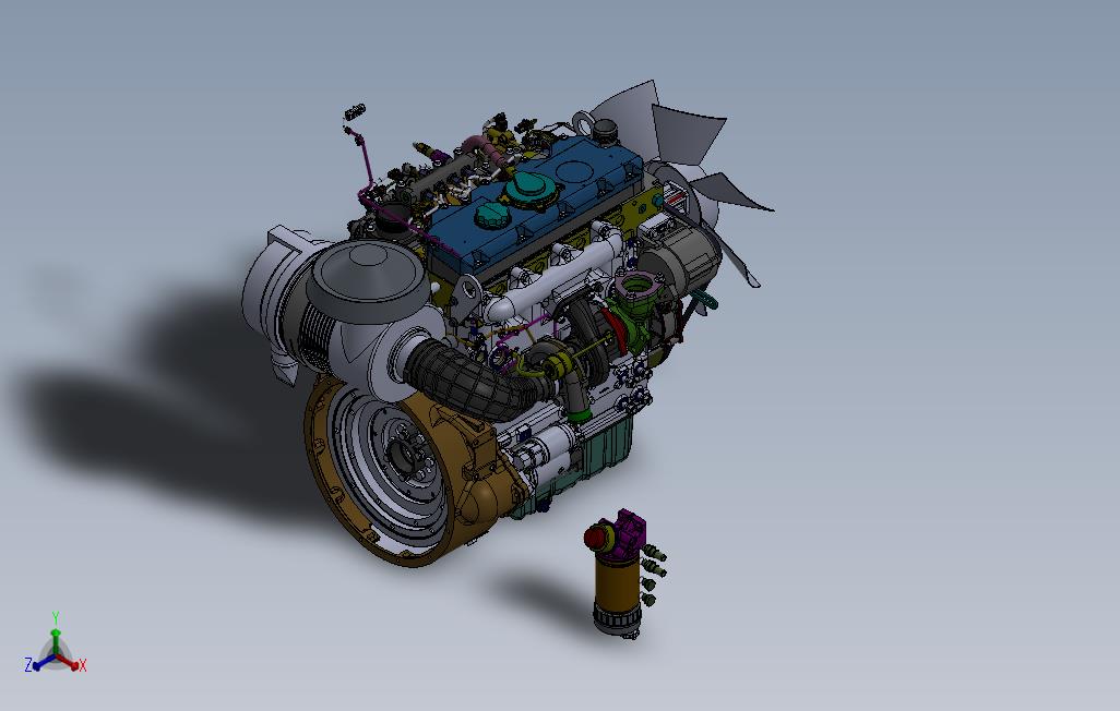 发动机-1104D-E44TA珀金斯柴油机3D模型Solidworks设计