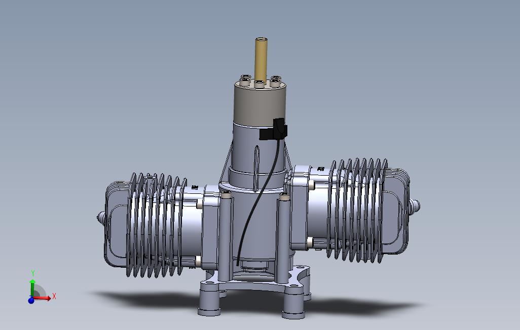 发动机-DLE120双缸航模发动机外壳三维建模图纸solidworks设计