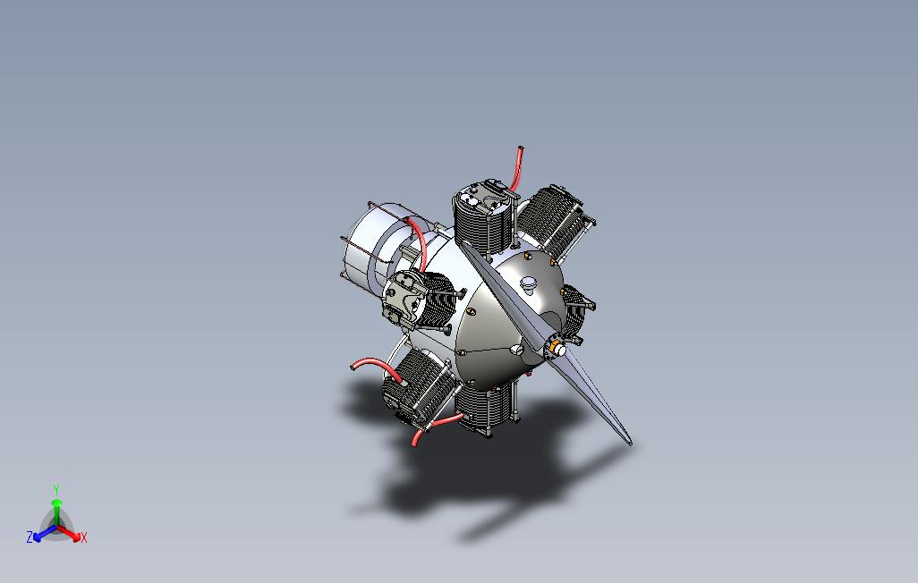 发动机-RadialEngine星形六缸发动机模型3D图纸STEP格式