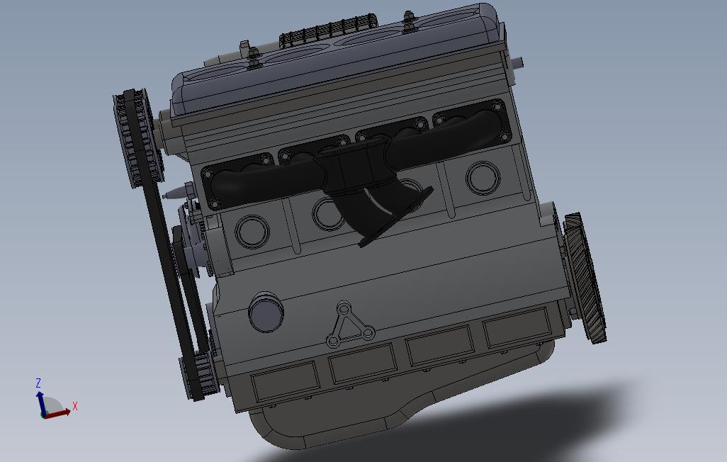 发动机-俄罗斯并联4缸双曲轴发动机3D模型SolidWorks设计